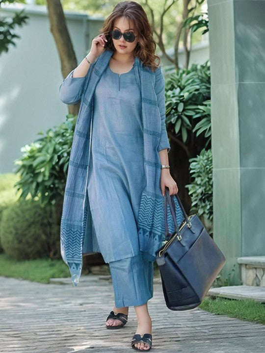 Women's Rayon Blend Straight Solid Kurta with Pant & Dupatta | Ethnic Wear for Women | Indian Casual Office Daily Summer Outfit