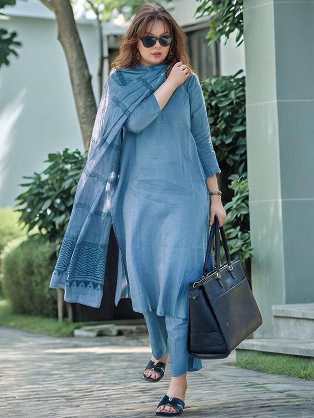Women's Rayon Blend Straight Solid Kurta with Pant & Dupatta | Ethnic Wear for Women | Indian Casual Office Daily Summer Outfit