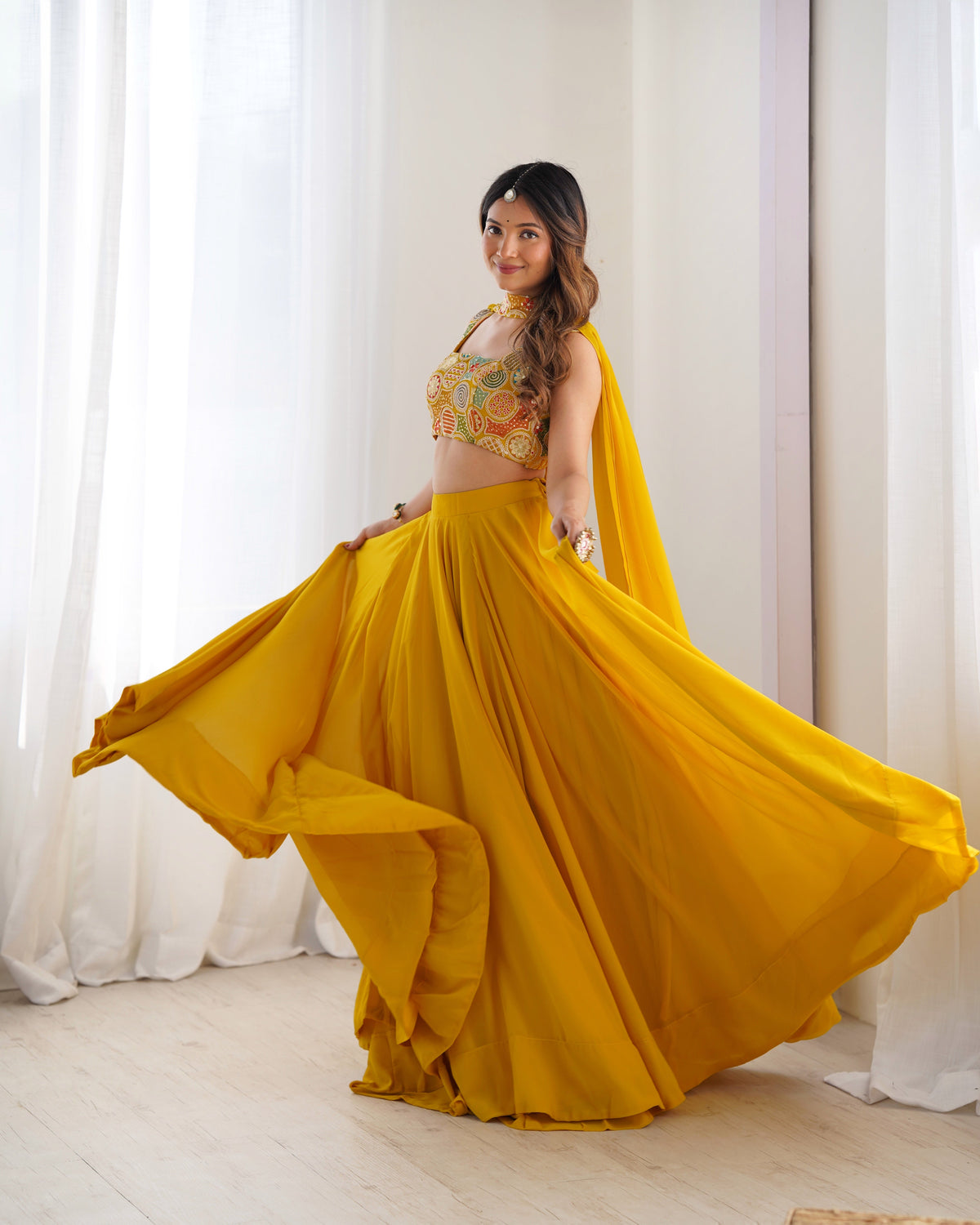 Women's Designeer Fox Georgetted Lehenga Choli Print With unstitched Blouse