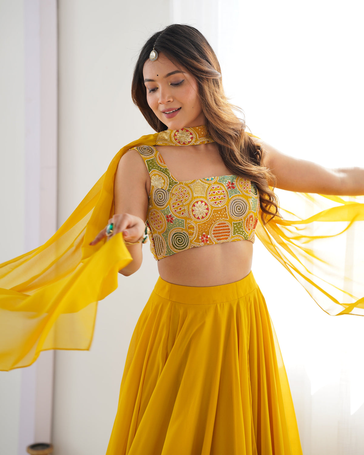 Women's Designeer Fox Georgetted Lehenga Choli Print With unstitched Blouse