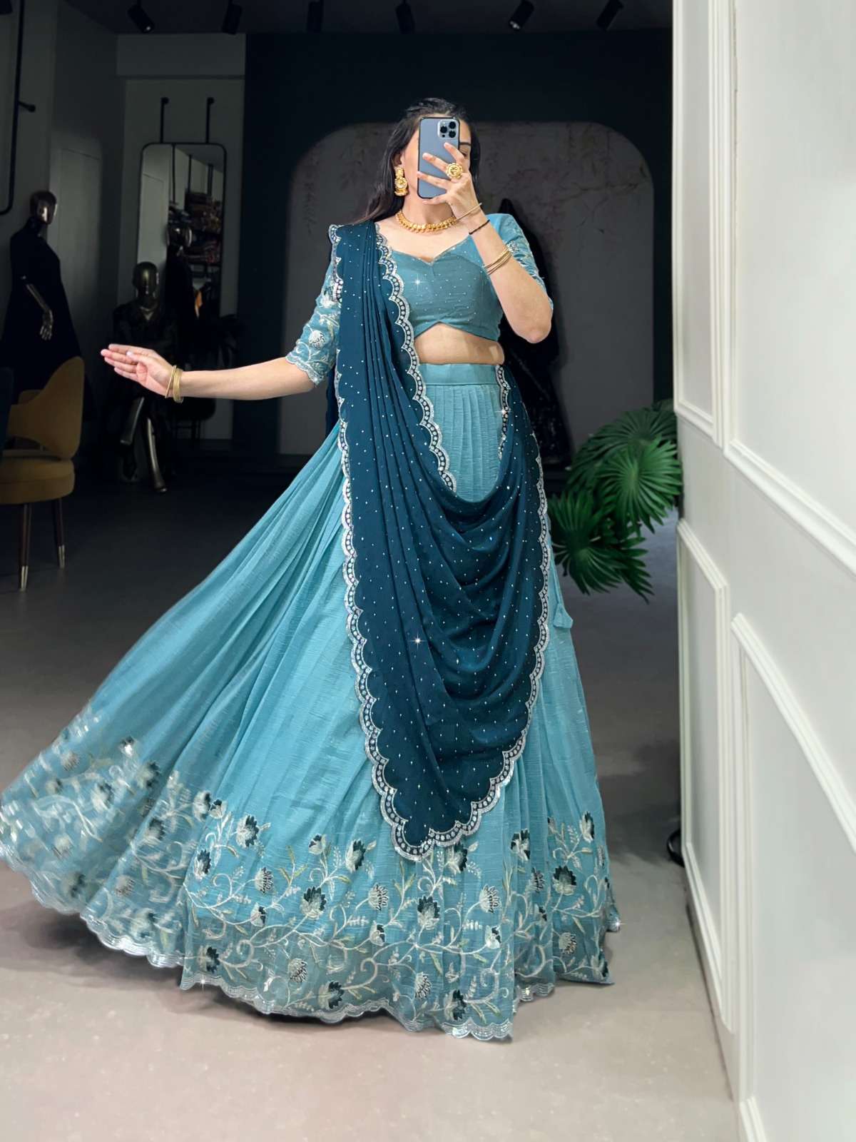 Women’s Embroidered Semi-Stitched Lehenga Choli with Dupatta | Designer Festive & Wedding Wear
