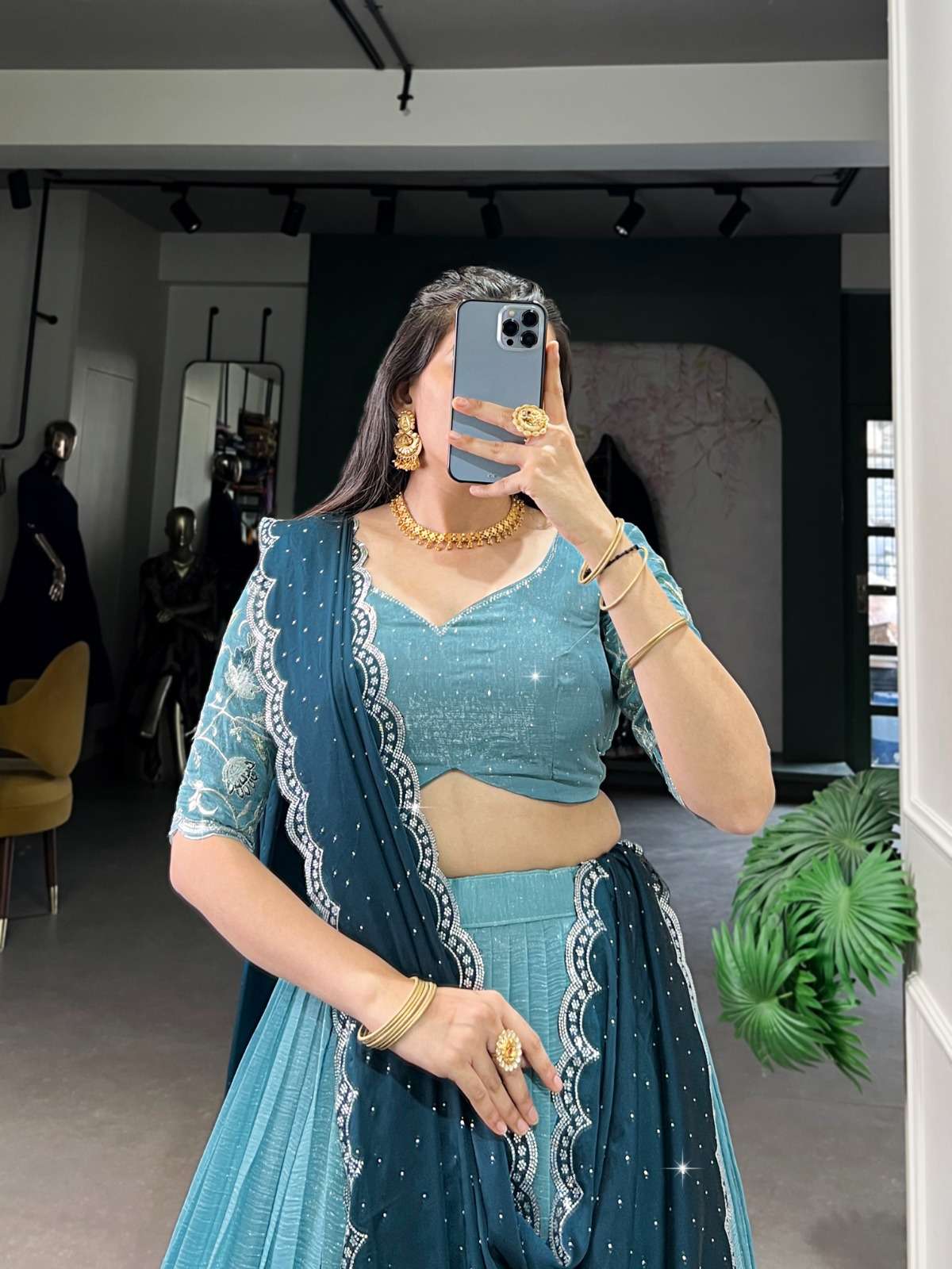 Women’s Embroidered Semi-Stitched Lehenga Choli with Dupatta | Designer Festive & Wedding Wear