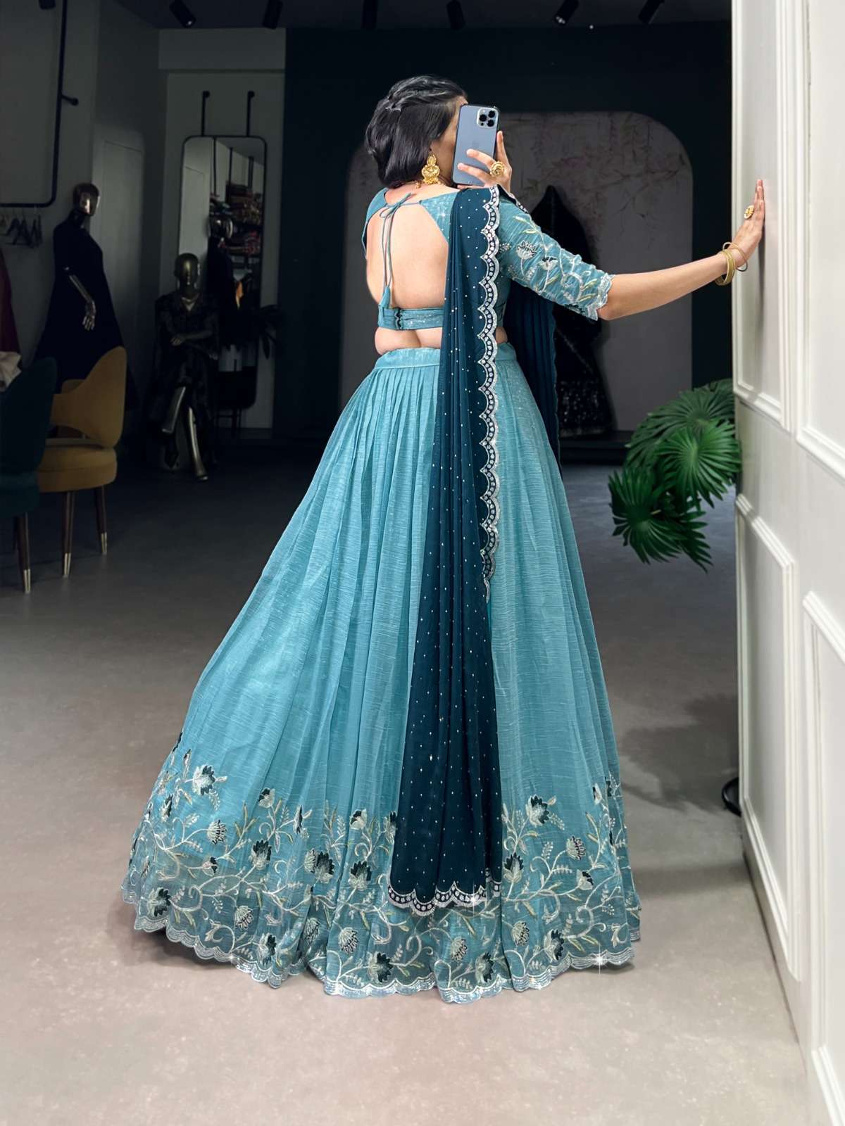 Women’s Embroidered Semi-Stitched Lehenga Choli with Dupatta | Designer Festive & Wedding Wear