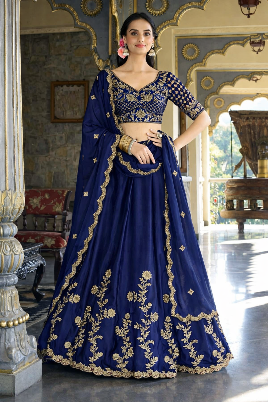 Women’s Embroidered Designer Lehenga Choli with Dupatta | Festive & Wedding Wear And Semi-Stitched Lehenga Choli