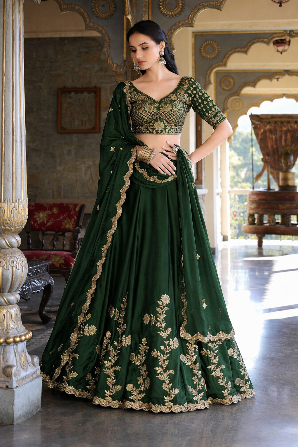 Women’s Embroidered Designer Lehenga Choli with Dupatta | Festive & Wedding Wear And Semi-Stitched Lehenga Choli