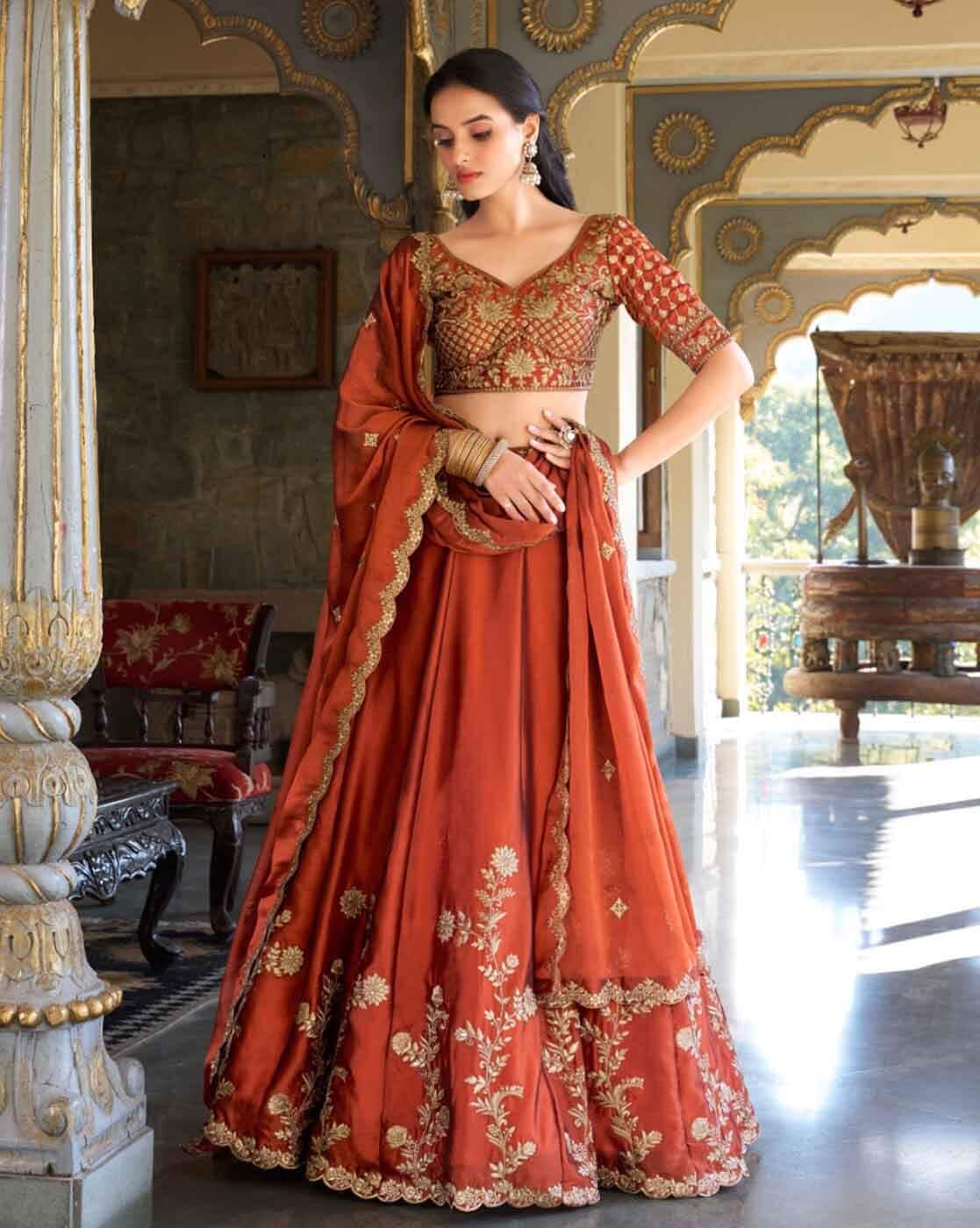 Women’s Embroidered Designer Lehenga Choli with Dupatta | Festive & Wedding Wear And Semi-Stitched Lehenga Choli