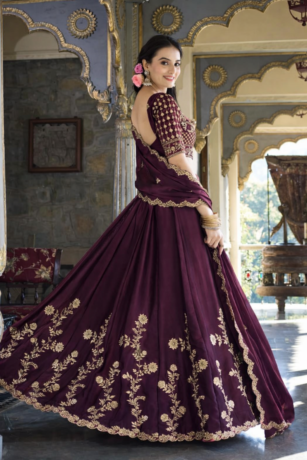 Women’s Embroidered Designer Lehenga Choli with Dupatta | Festive & Wedding Wear And Semi-Stitched Lehenga Choli