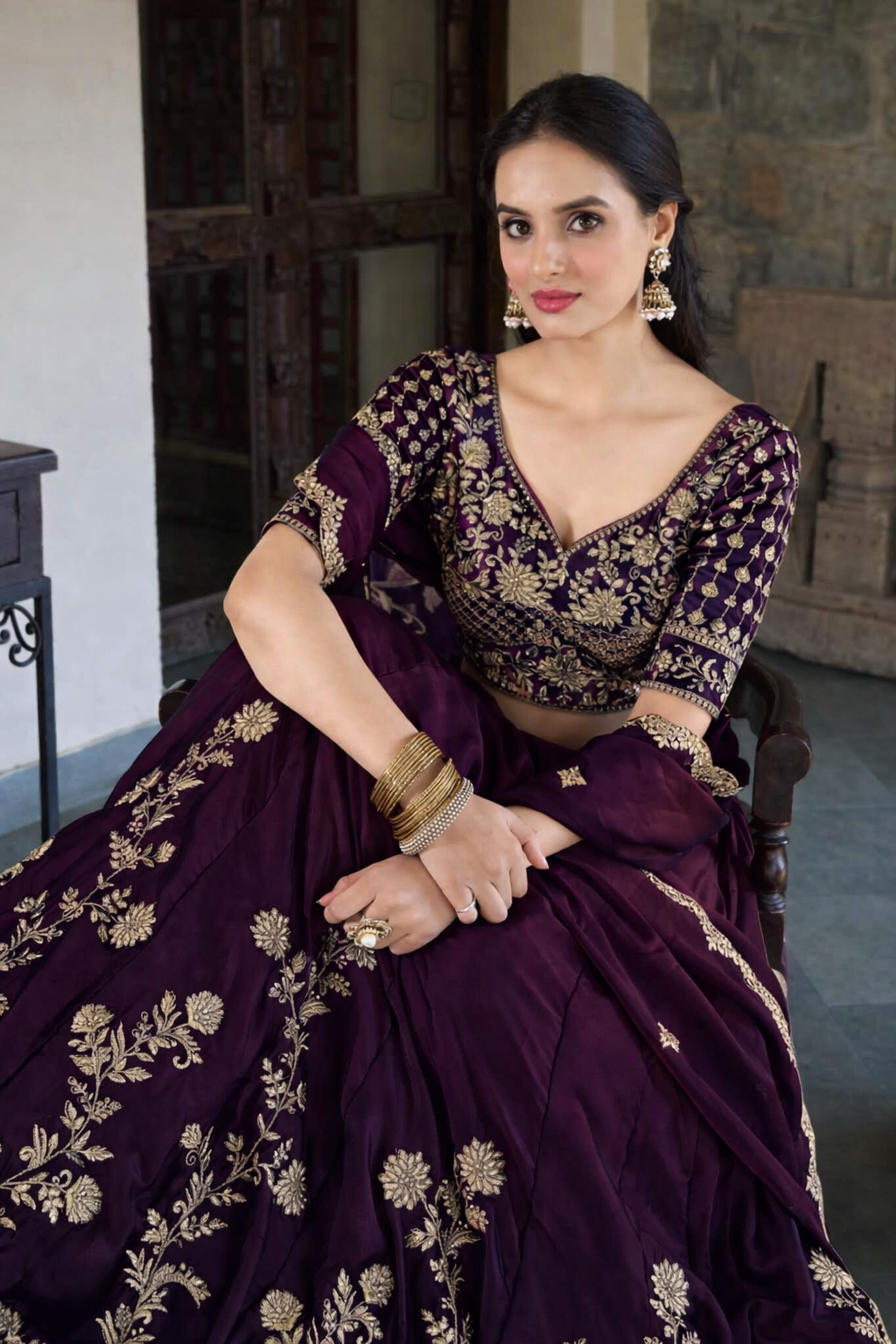 Women’s Embroidered Designer Lehenga Choli with Dupatta | Festive & Wedding Wear And Semi-Stitched Lehenga Choli