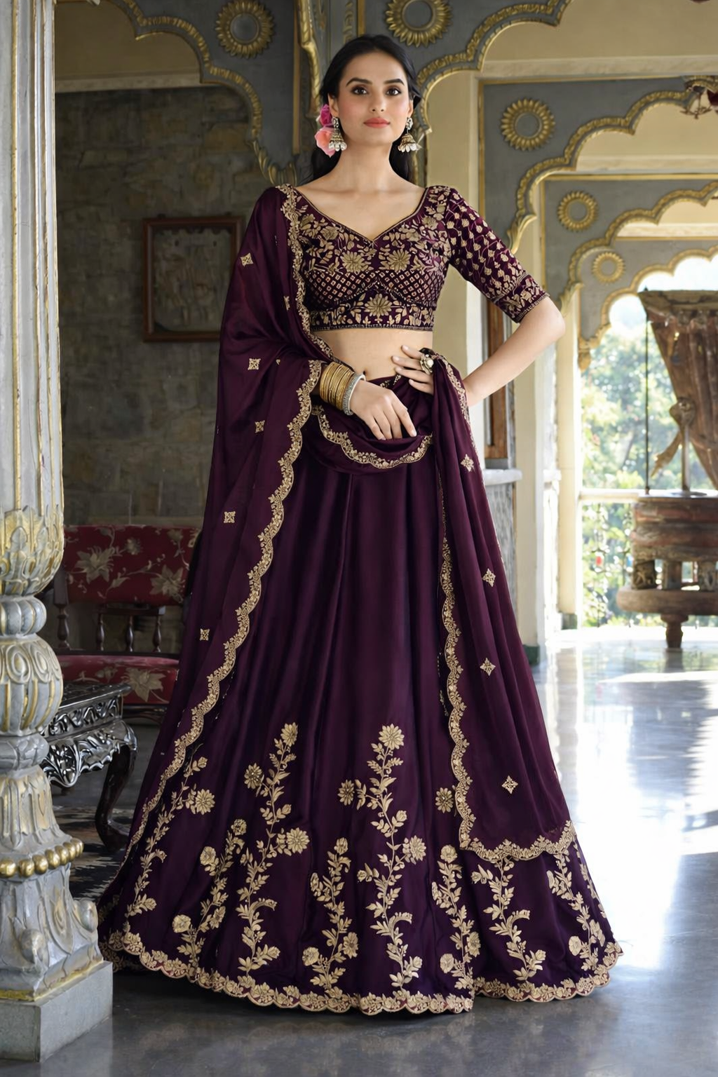 Women’s Embroidered Designer Lehenga Choli with Dupatta | Festive & Wedding Wear And Semi-Stitched Lehenga Choli