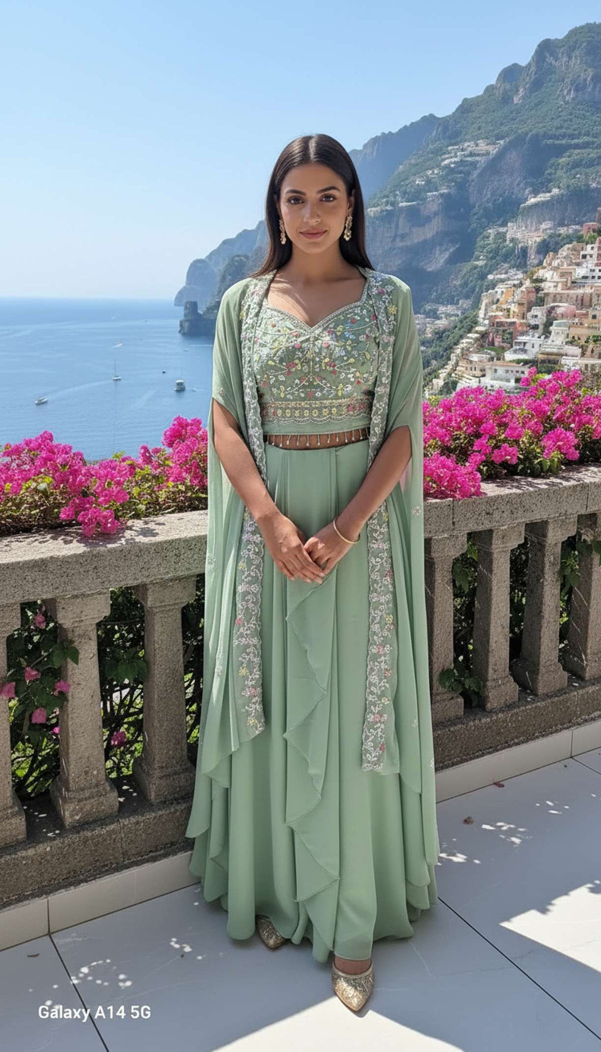 Indo-Western Draped Set For Womens And Girls Ready To Weear Hevay Silk Fabric