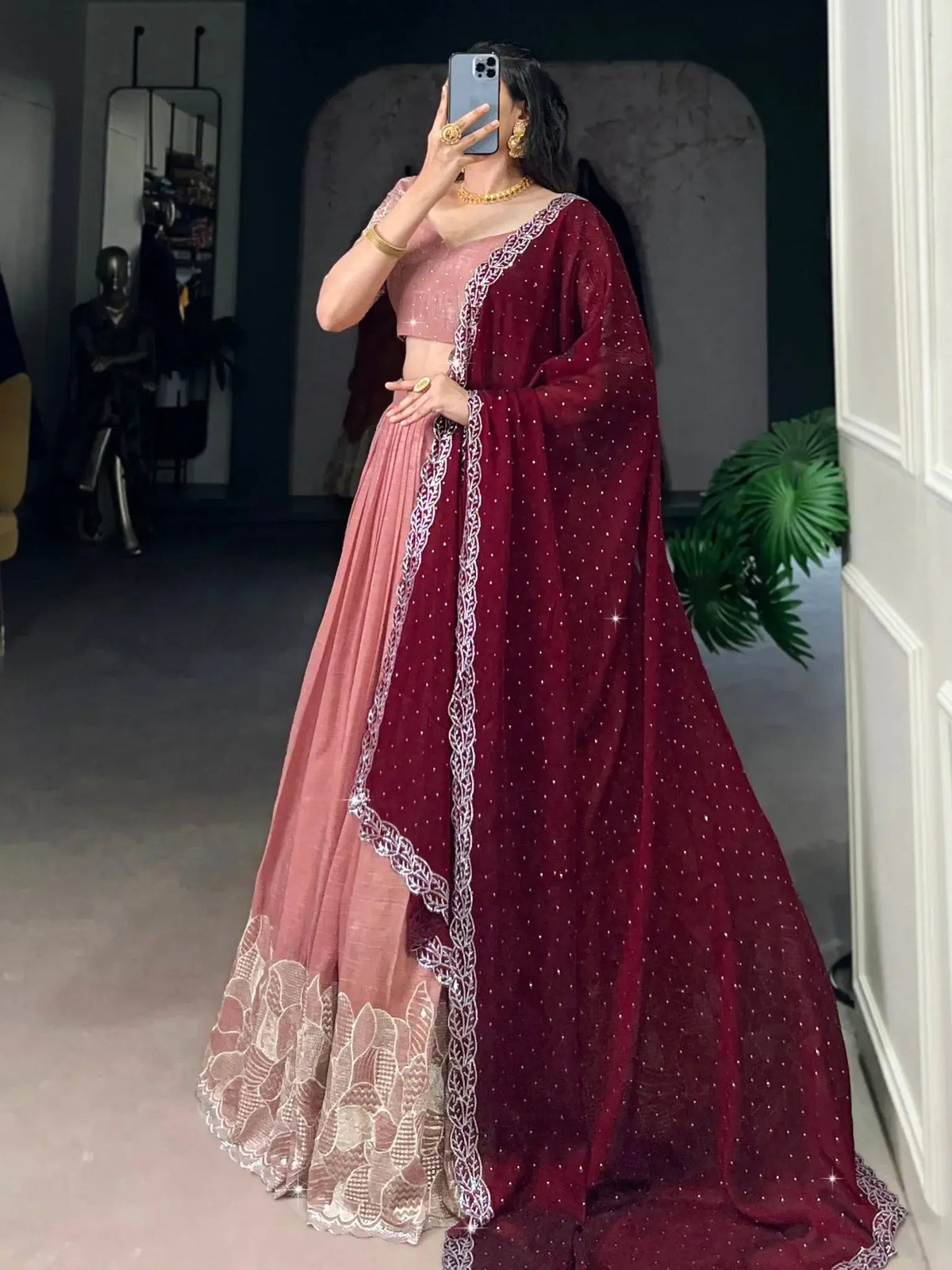 Women’s Embroidered Semi-Stitched Lehenga Choli with Dupatta | Designer Festive & Wedding Wear