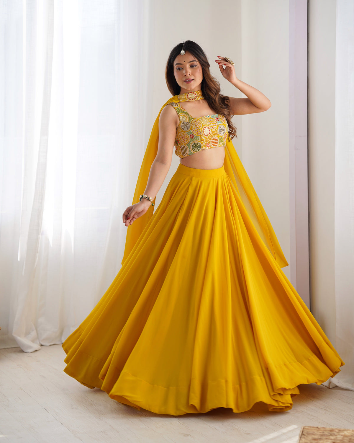 Women's Designeer Fox Georgetted Lehenga Choli Print With unstitched Blouse