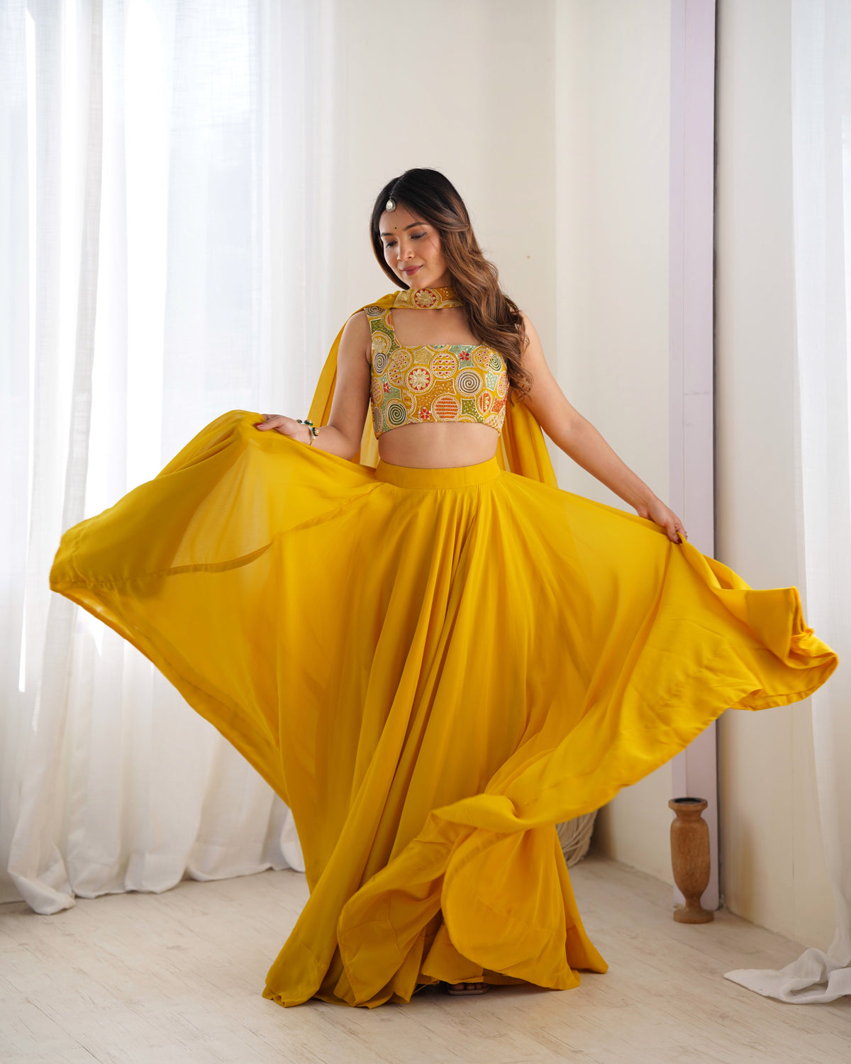 Women's Designeer Fox Georgetted Lehenga Choli Print With unstitched Blouse