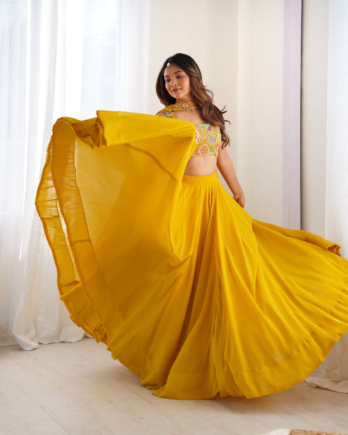 Women's Designeer Fox Georgetted Lehenga Choli Print With unstitched Blouse