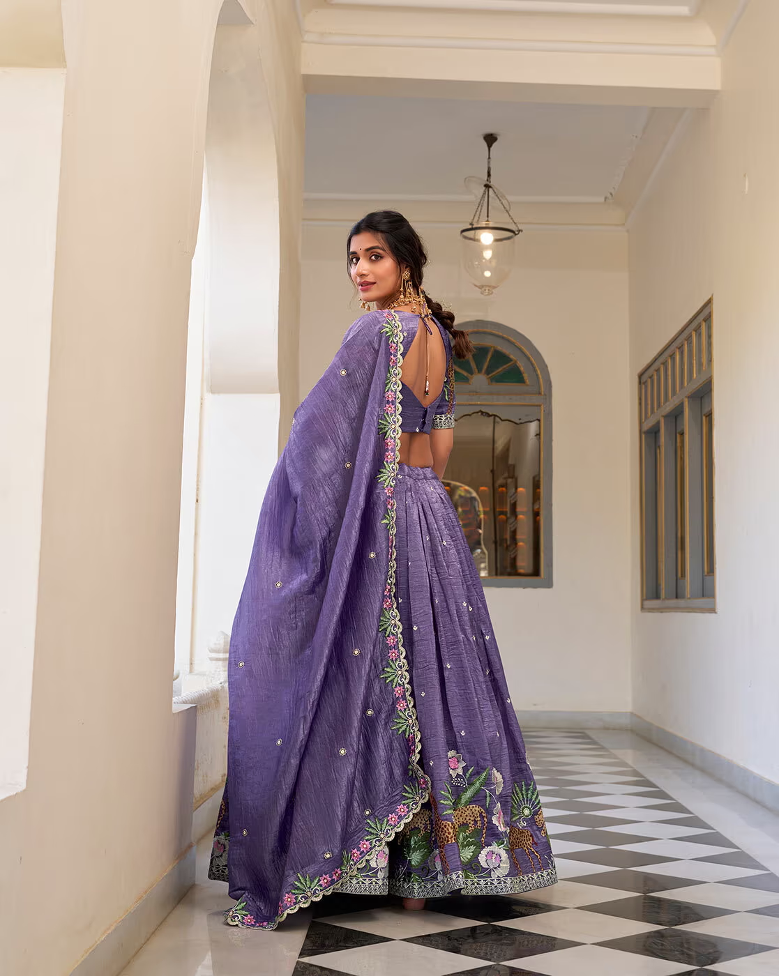 Women's Embroidered Silk Blend Semi-Stitched Lehenga Choli with Dupatta | Festive & Wedding Wear,Semi-Stitched Lehenga