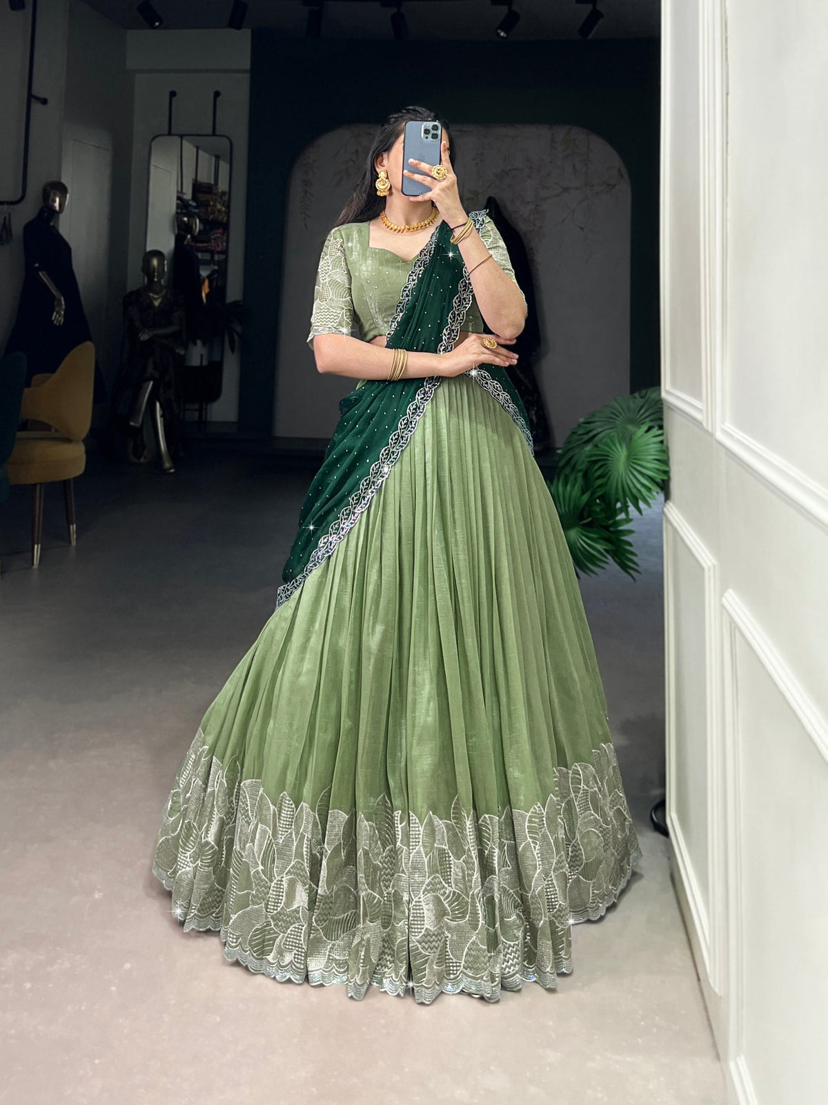 Women’s Embroidered Semi-Stitched Lehenga Choli with Dupatta | Designer Festive & Wedding Wear
