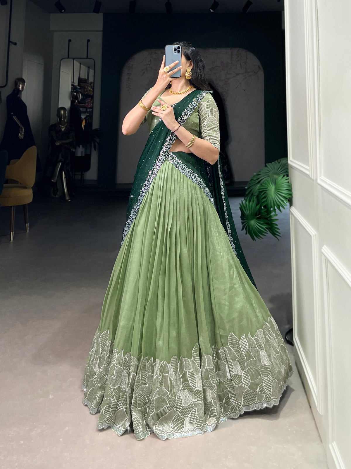 Women’s Embroidered Semi-Stitched Lehenga Choli with Dupatta | Designer Festive & Wedding Wear