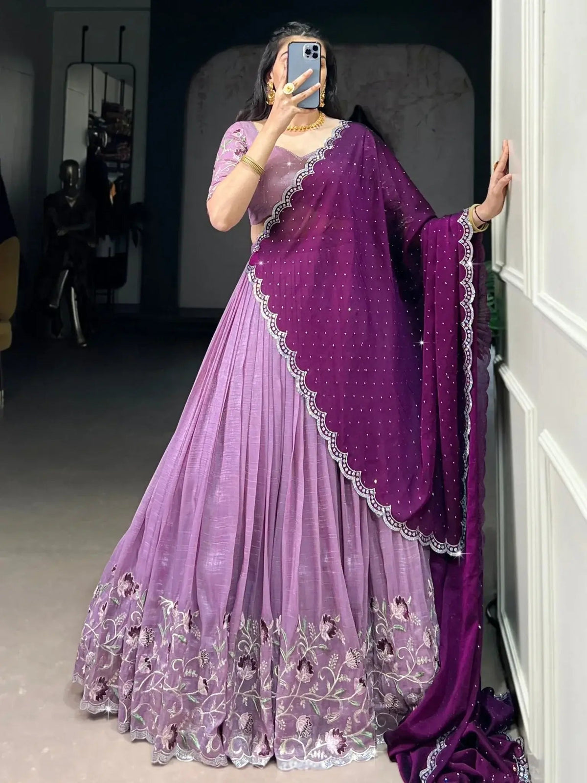 Women’s Embroidered Semi-Stitched Lehenga Choli with Dupatta | Designer Festive & Wedding Wear