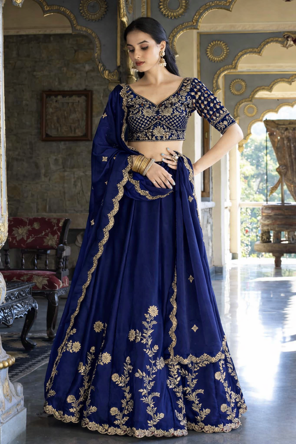 Women’s Embroidered Designer Lehenga Choli with Dupatta | Festive & Wedding Wear And Semi-Stitched Lehenga Choli