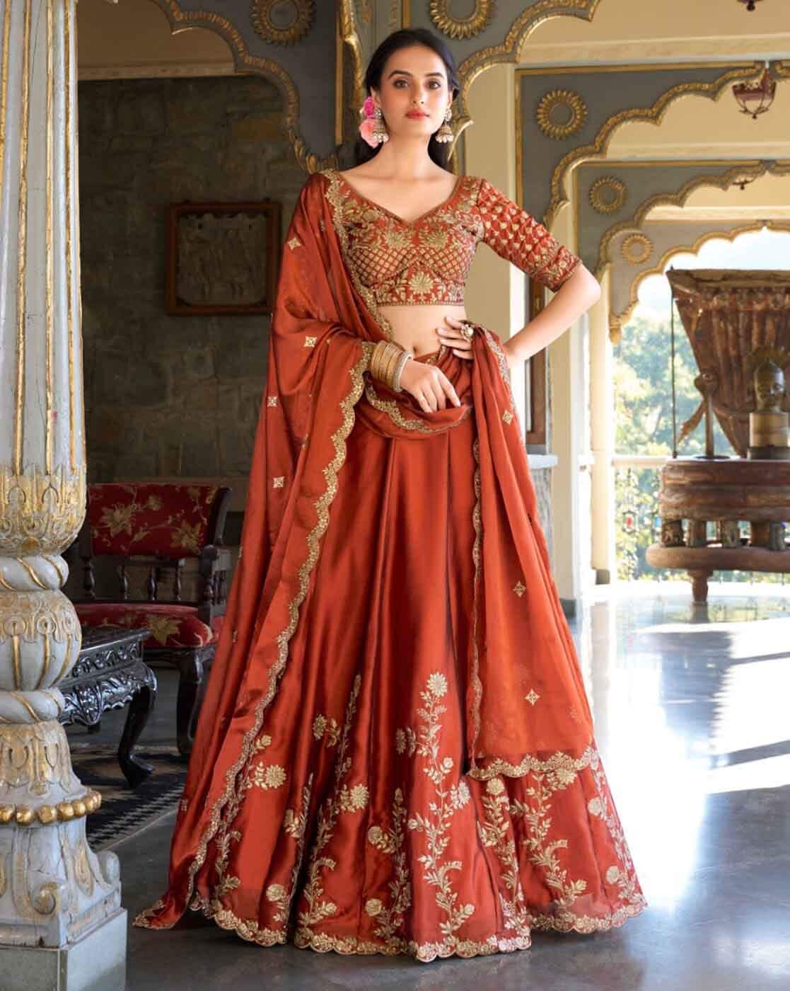 Women’s Embroidered Designer Lehenga Choli with Dupatta | Festive & Wedding Wear And Semi-Stitched Lehenga Choli