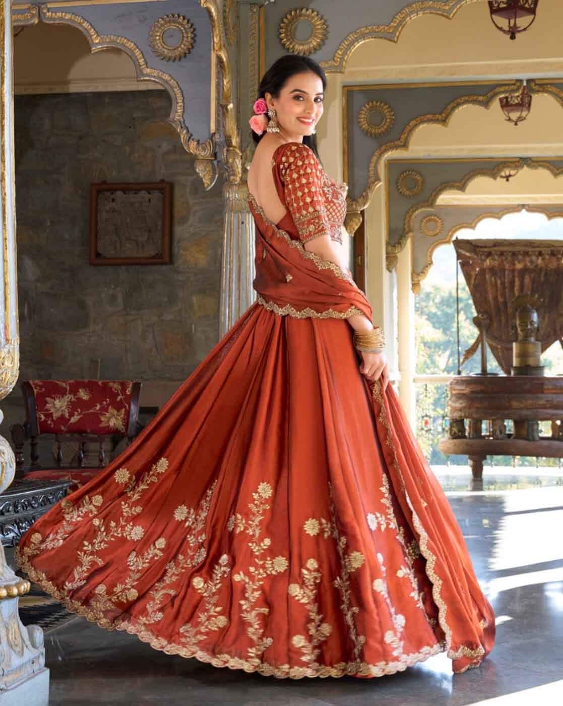 Women’s Embroidered Designer Lehenga Choli with Dupatta | Festive & Wedding Wear And Semi-Stitched Lehenga Choli