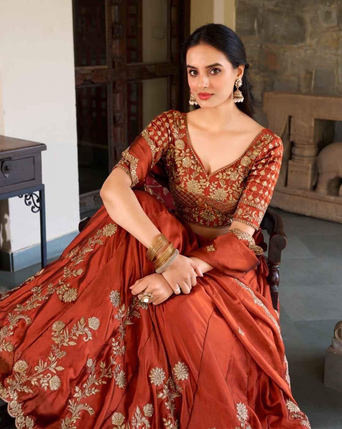 Women’s Embroidered Designer Lehenga Choli with Dupatta | Festive & Wedding Wear And Semi-Stitched Lehenga Choli