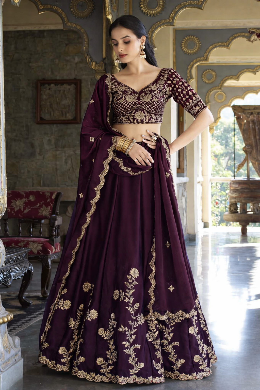 Women’s Embroidered Designer Lehenga Choli with Dupatta | Festive & Wedding Wear And Semi-Stitched Lehenga Choli