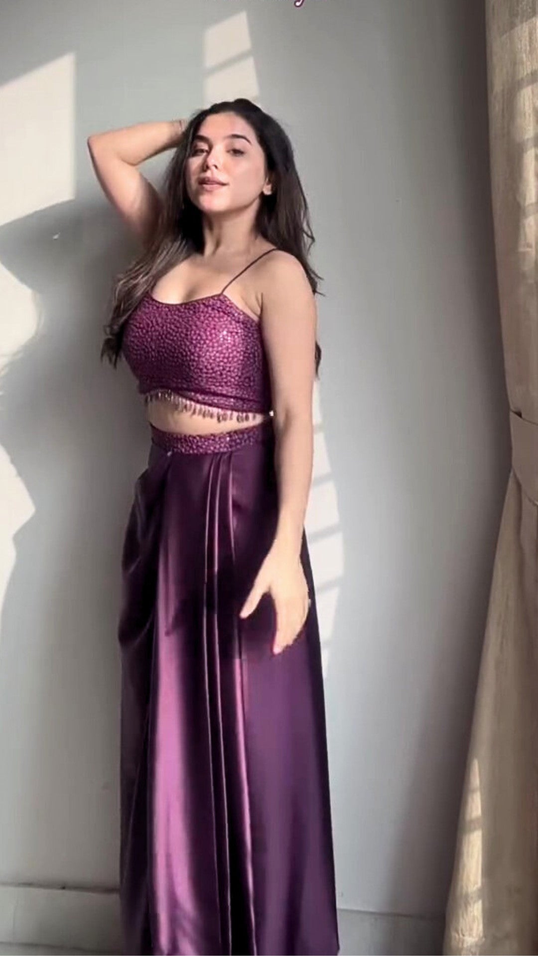 Women Indo Western Dhoti Skirt Set with Shrug Sequins Embroidery Work