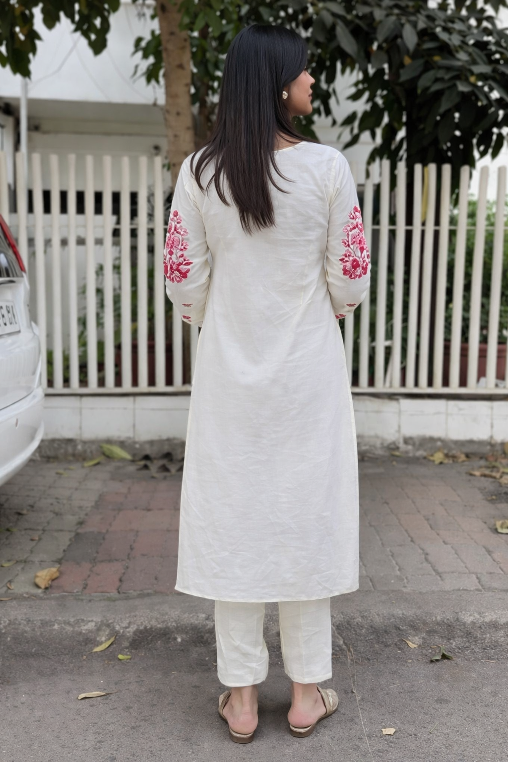 Women's Cotton Slub Embroidered Kurta Pant Dupatta Set | Ethnic Suit Set for Women | Straight Kurta with Embroidered Dupatta | Ready to Wear
