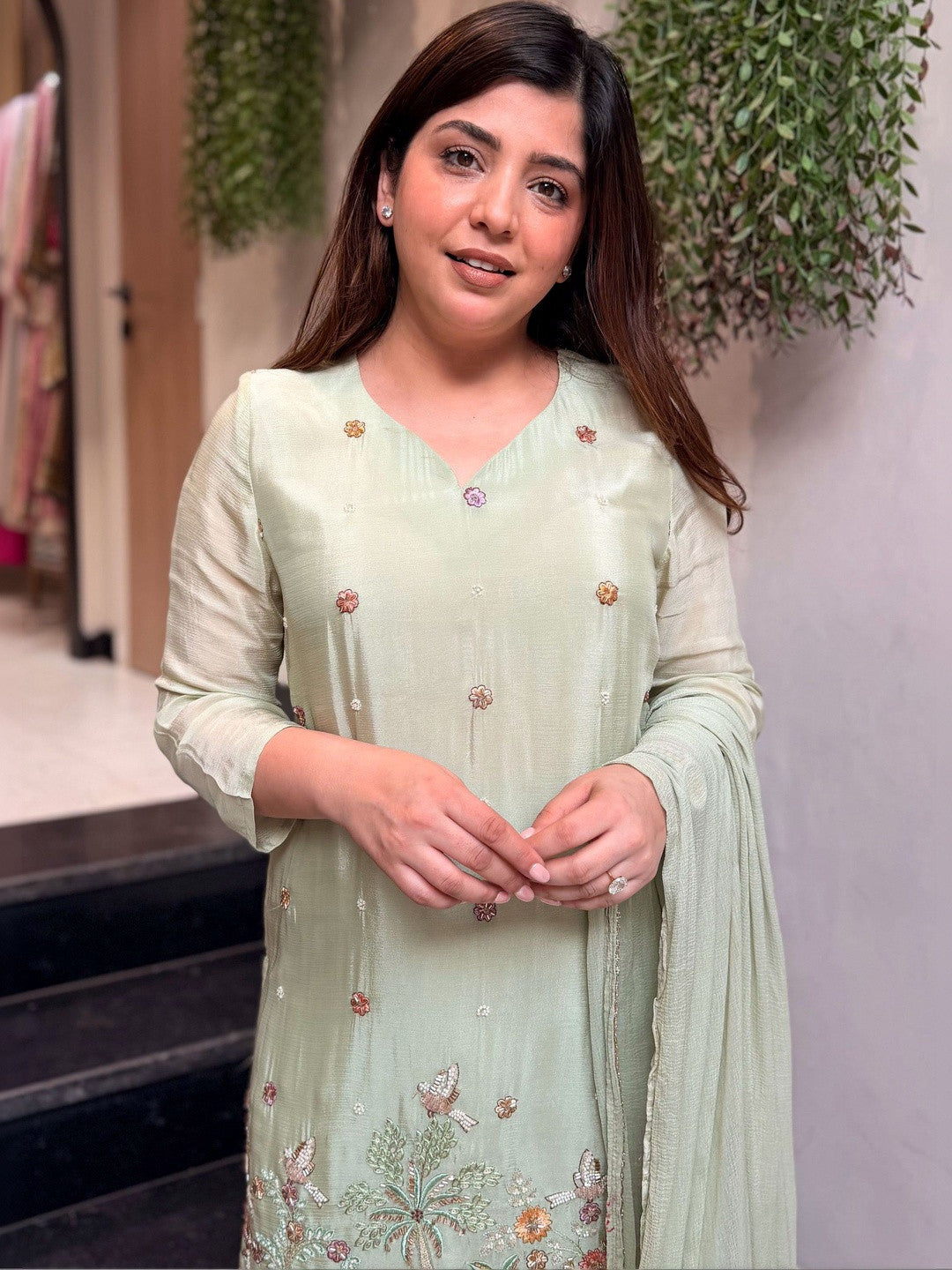 Women’s Pastel Embroidered Suit Set with Dupatta | Elegant Ethnic Wear for Festive & Casual Occasions