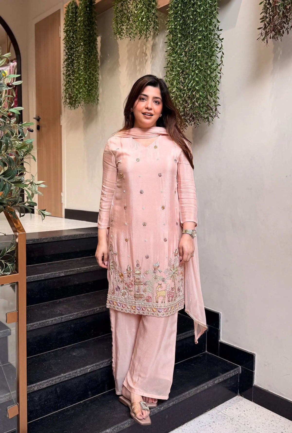 Women’s Pastel Embroidered Suit Set with Dupatta | Elegant Ethnic Wear for Festive & Casual Occasions
