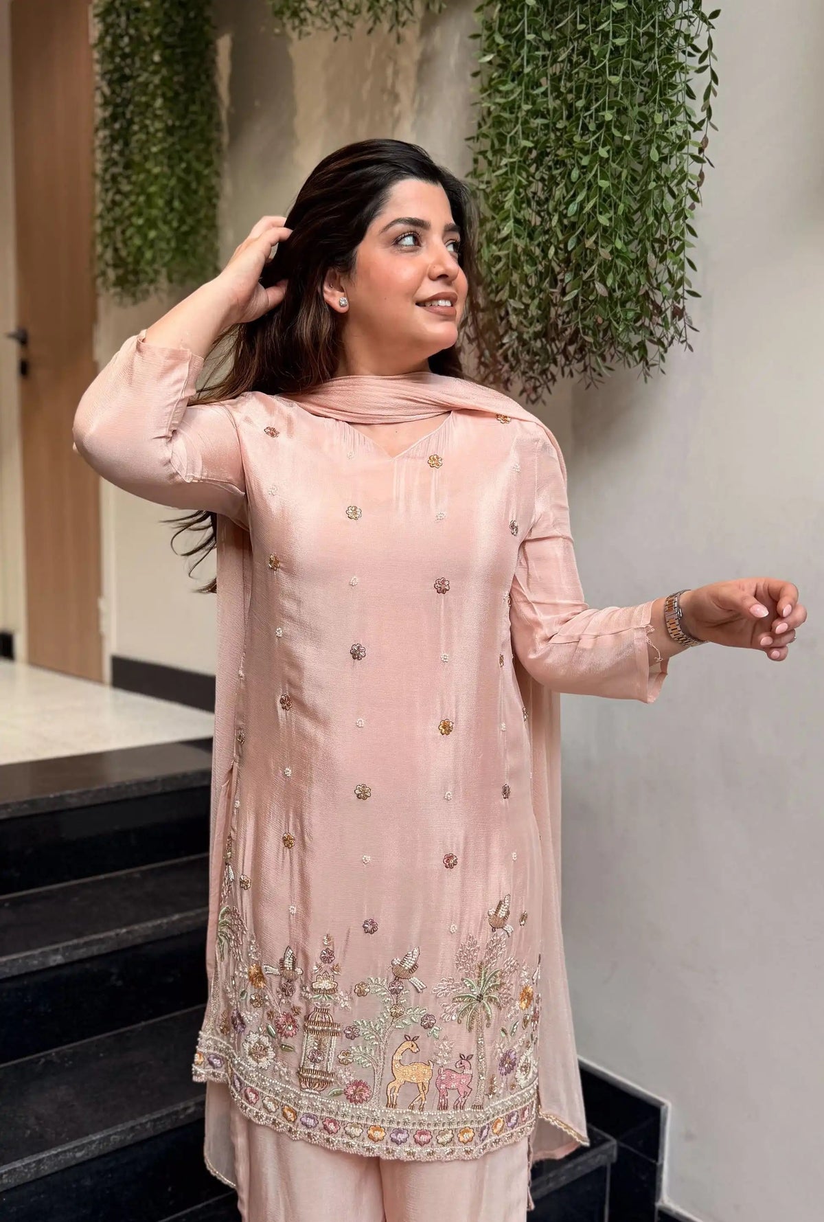 Women’s Pastel Embroidered Suit Set with Dupatta | Elegant Ethnic Wear for Festive & Casual Occasions