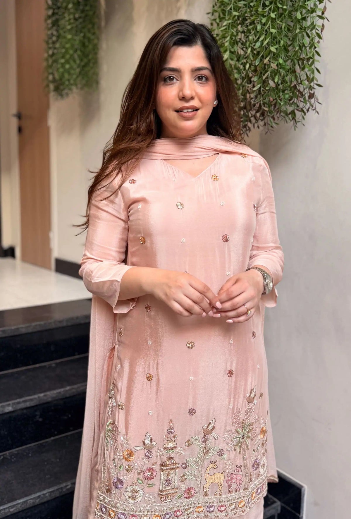 Women’s Pastel Embroidered Suit Set with Dupatta | Elegant Ethnic Wear for Festive & Casual Occasions