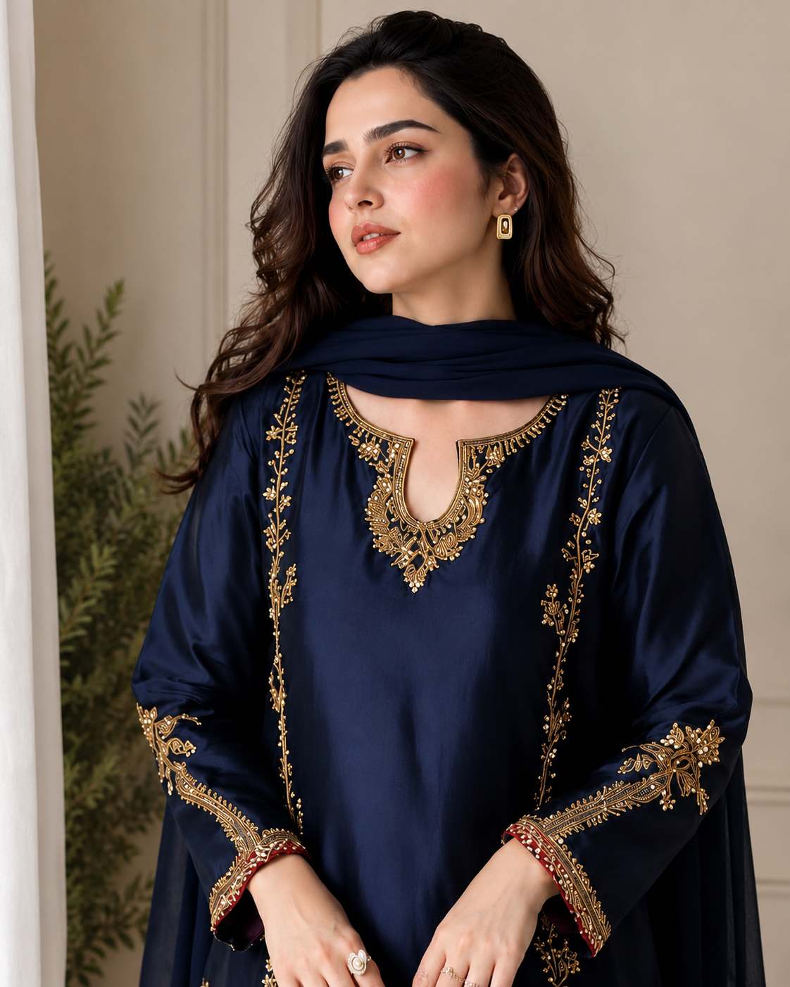 Navy Blue Embroidered Patiala Suit Set for Women | Elegant Ethnic Wear with Dupatta
