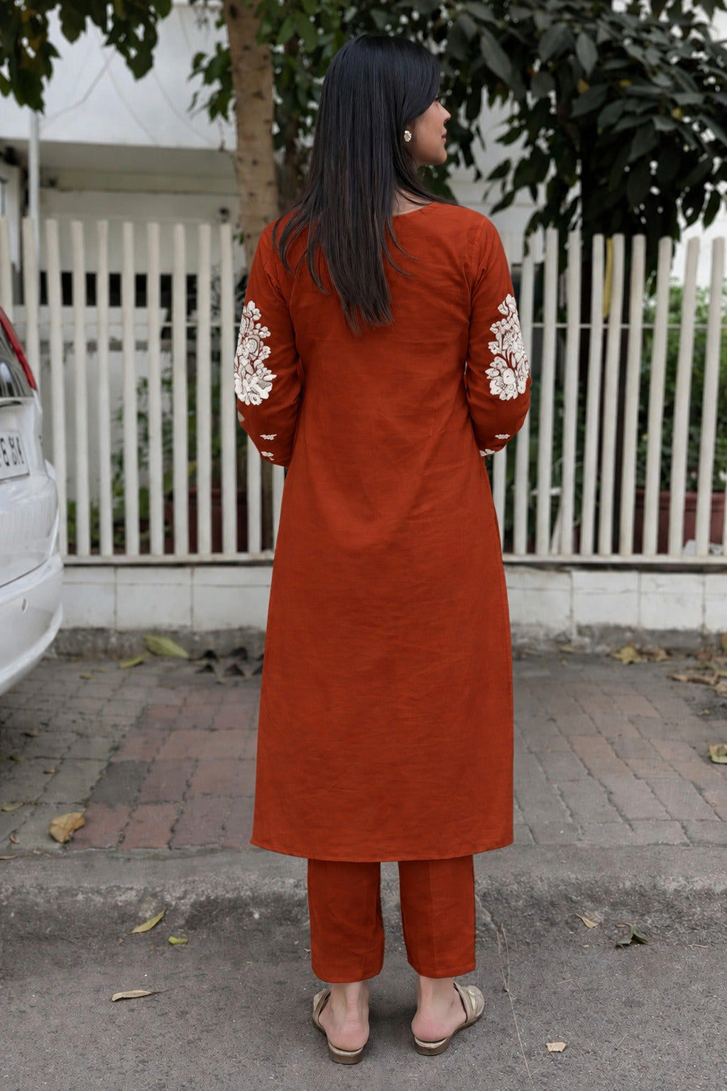 Women's Cotton Slub Embroidered Kurta Pant Dupatta Set | Ethnic Suit Set for Women | Straight Kurta with Embroidered Dupatta