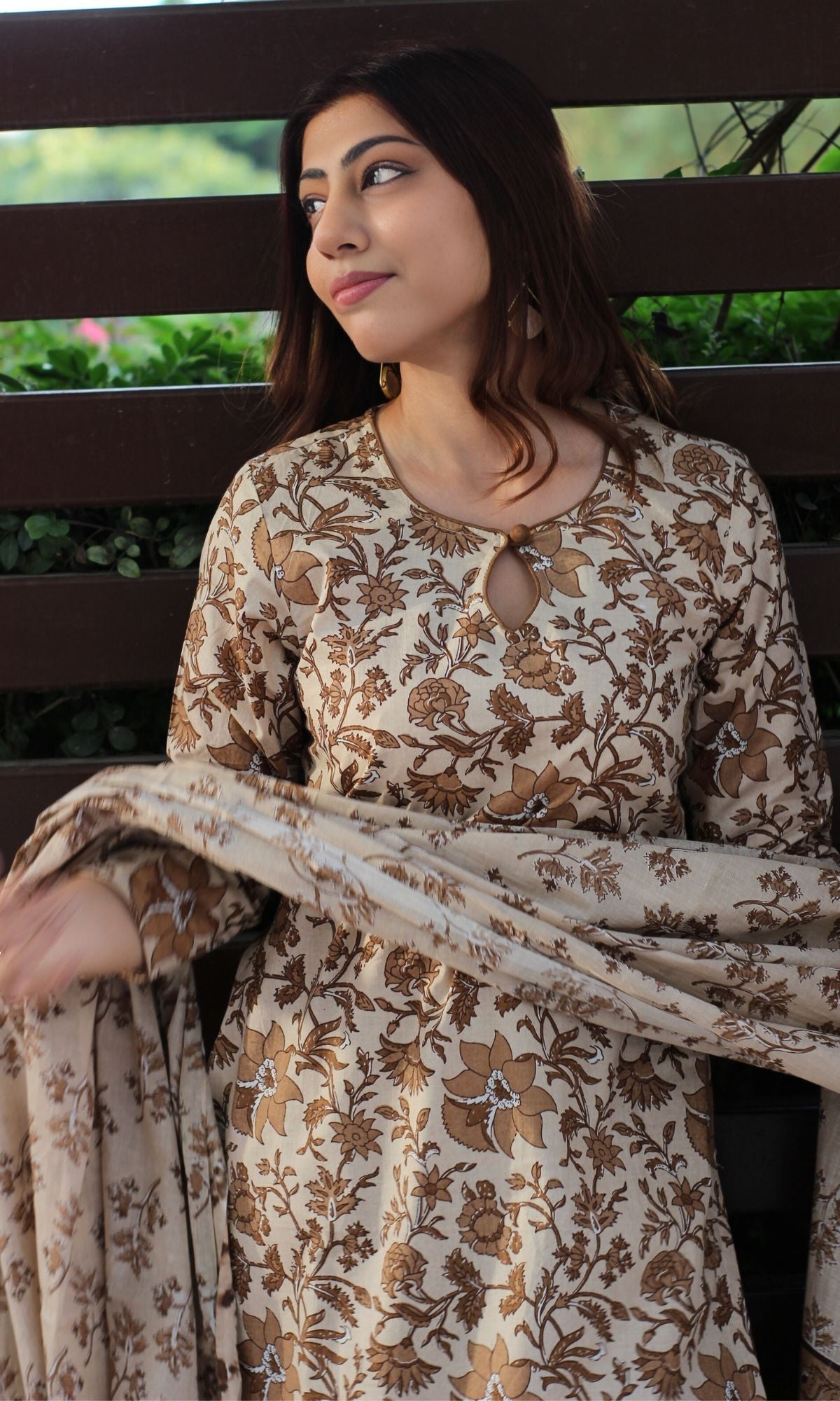 Women's Pure Cotton Block Print Flared Kurta Set with Palazzo and Dupatta | 3 Piece Off White Jaipuri Printed Ethnic Wear | Festive & Daily Wear | Soft Breathable A-Line Kurta Suit Set