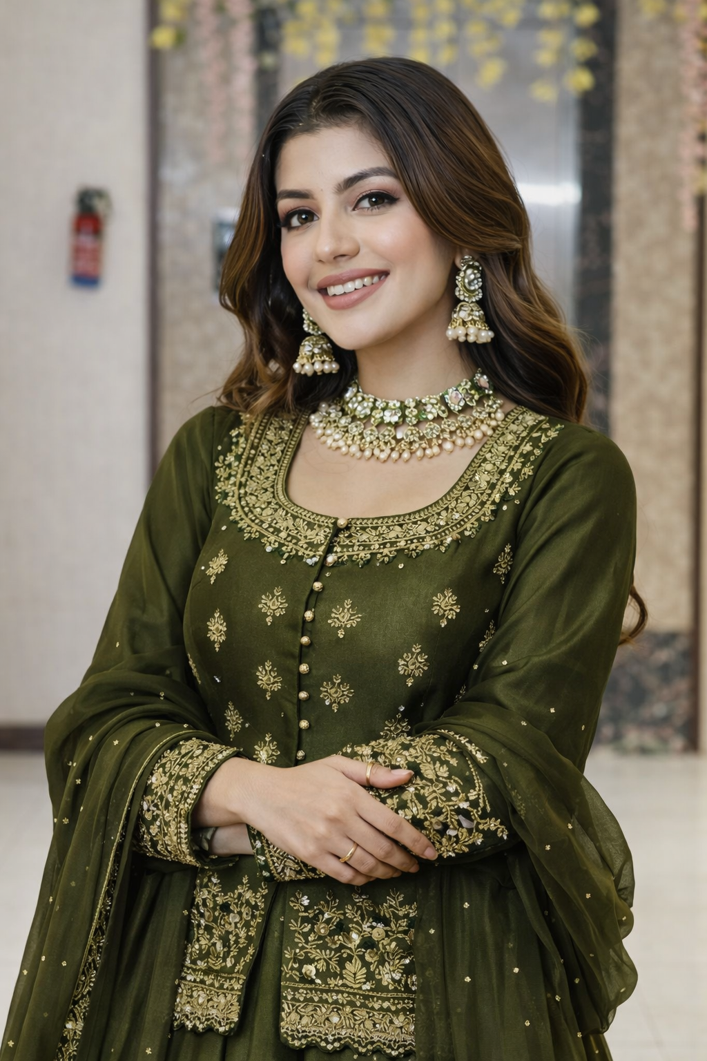 Women’s Chanderi Silk Embroidered Kurta Set with Lehenga Style Bottom & Dupatta | Bollywood Style Embroidery lehenga Choli Set For Woman