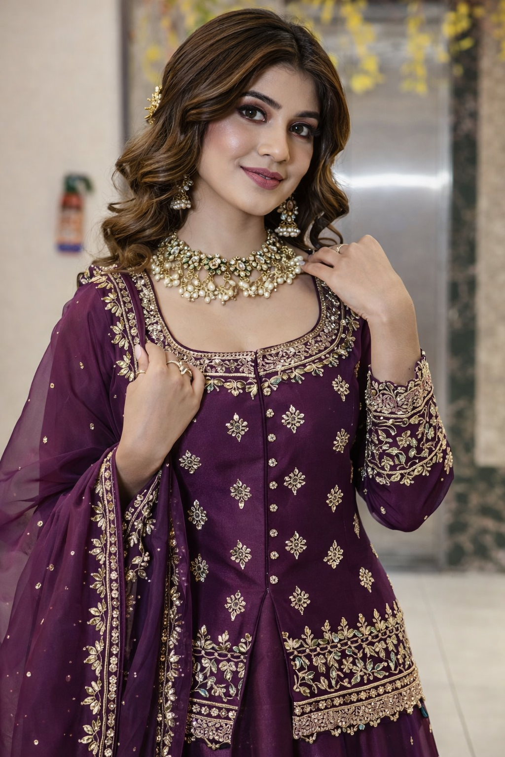 Women’s Chanderi Silk Embroidered Kurta Set with Lehenga Style Bottom & Dupatta | Bollywood Style Embroidery lehenga Choli Set For Woman